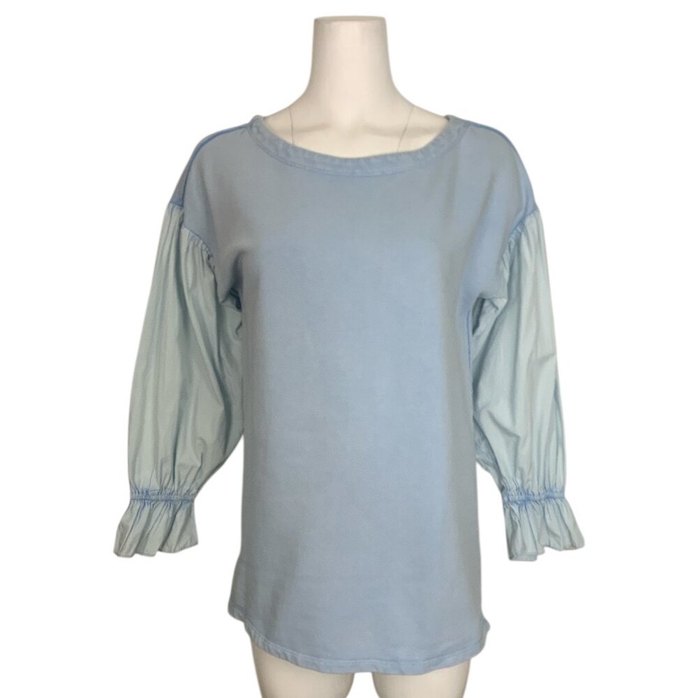 Anthropologie Pilcro Mixed Media Pullover Sweatshirt XS Blue